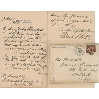 Chester A. Arthur Autograph Letter Signed as President