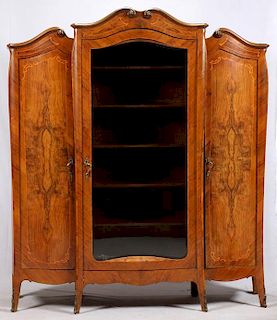 FRENCH STYLE CARVED WALNUT ARMOIRE