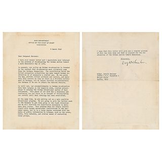 Dwight D. Eisenhower Typed Letter Signed on Re-Educating Postwar Germany: "There is no thought of relinquishing our control until Nazi ideology has be