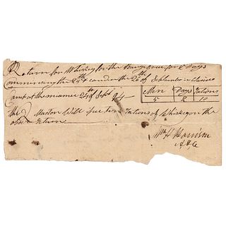 William Henry Harrison Autograph Document Signed for Whiskey Ration