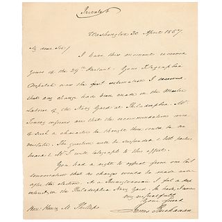 James Buchanan Autograph Letter Signed as President on Philadelphia Navy Yard