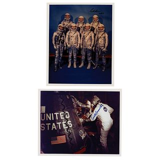 Mercury Astronauts: Gordon Cooper, Wally Schirra, and Scott Carpenter (2) Signed Photographs