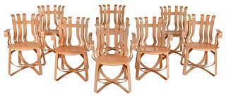 Eight Frank Gehry for Knoll Laminated Birch "Hat Trick" Armchairs