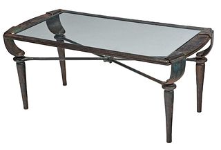 Hoss Haley Glass and Patinated Bronze Table