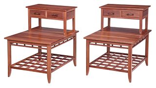 Hank Gilpin Sea Grape Wood Two Tier End Tables