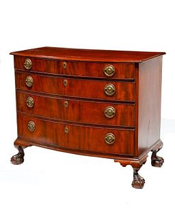 Chippendale Mahogany Bow-front Chest of Drawers.