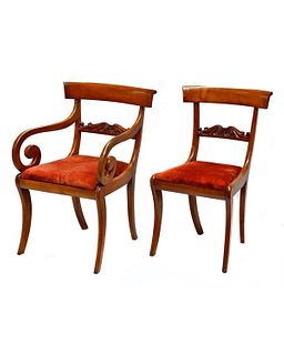 Set of Regency Carved Fruitwood Chairs.