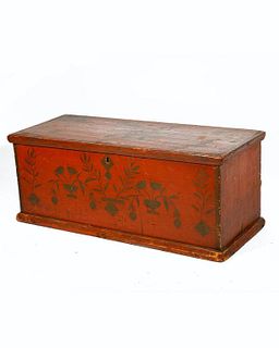 American Painted and Decorated Hinged Small Chest.