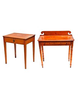 Late Federal Pine Dressing Table, with Pine Side Table.