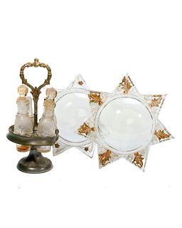 Two Pressed Glass Paperweights/Magnifiers.