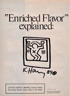 Keith Haring Dancing Figure Drawing on Magazine Page