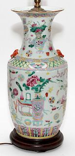 CHINESE PORCELAIN 19TH.C. VASE CONVERTED TO LAMP