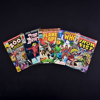 5 Marvel Comics, 2001: A SPACE ODYSSEY #1, STAR BRAND #1, ADVENTURES ON THE PLANET OF THE APES #1, DOCTOR WHO #1 & IRON FIST #13