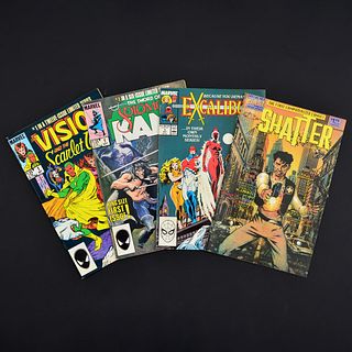 4 Marvel Comics, THE VISION AND THE SCARLET WITCH #1, THE SWORD OF SOLOMON KANE #1, EXCALIBUR #1 & SHATTER-THE FIRST COMPUTERIZED COMIC! #1 