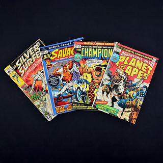 4 Marvel Comics, THE SILVER SURFER #18, DOC SAVAGE #1, THE CHAMPIONS #1 & ADVENTURES ON THE PLANET OF THE APES #1