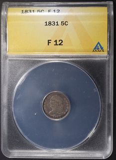 1831 CAPPED BUST HALF DIME ANACS F12