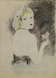 LAURENCIN, Marie. Hand Colored Lithograph "Rose,