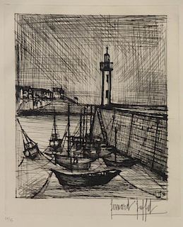 BUFFET, Bernard. Etching. "Lighthouse" 1957.