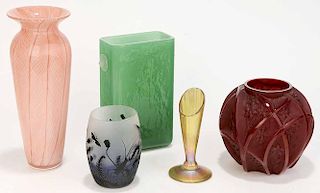 Group of Five Art Glass Vases