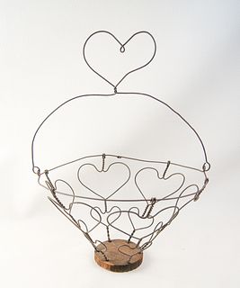 WIRE AND WOOD EGG BASKET
