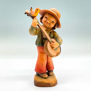 Anri Italy Wood Carved Figurine, Mandolin Player