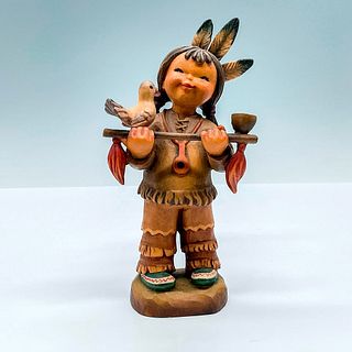 Anri Italy Wood Carved Figurine, Peace Pipe