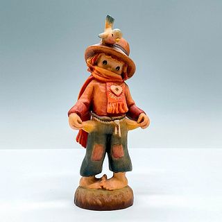 Anri Italy Wood Carved Figurine, Threadbare - Poor Boy