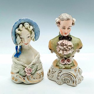 2pc Vintage Cordey Porcelain Victorian Bust