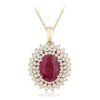 Ruby and Diamond Pendant with Chain