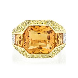 Sonia B Citrine Sapphire and Diamond Ring