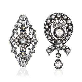 Group of Two Victorian Diamond Brooches
