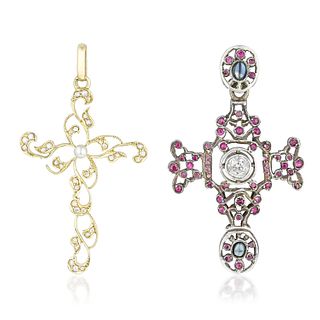 Group of Two Victorian Cross Pendants