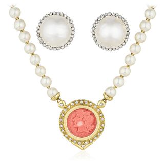 Group of Pearl Necklace and Pearl Earrings