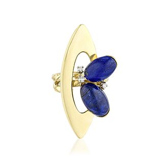 Lapis Lazuli and Diamond Gold Ring