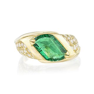 Emerald and Diamond Ring ,French