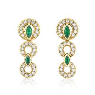Vintage Emerald and Diamond Drop Earrings