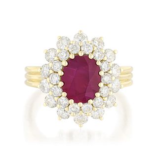 Unheated Ruby and Diamond Ring, AGL Certified