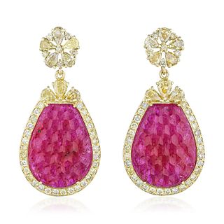 Unheated Ruby and Diamond Earrings, GIA Certified