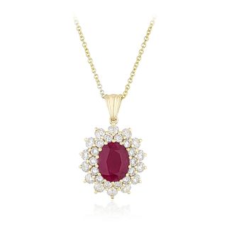 Unheated Ruby and Diamond Necklace, AGL Certified