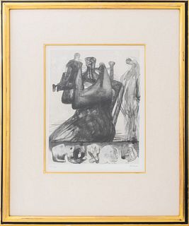 Henry Moore "Mother & Child w/ Border" Lithograph