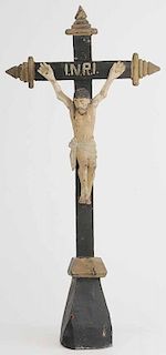 Folk Art Carved and Painted Crucifix
