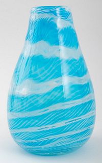 Venetian Murano Glass Blue and White Vase