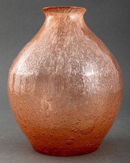Venetian Murano Glass Seeded Peach Oxide Vase