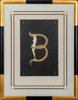 Erte "Letter B" Beauty & Boa Serigraph