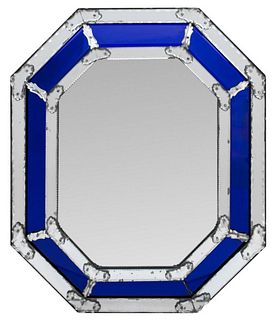 Venetian Style Octagonal Cobalt & Colorless Mirror