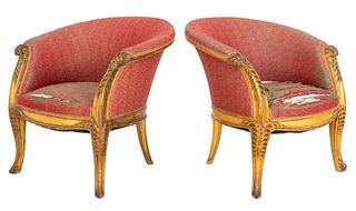 Art Deco Giltwood Bergeres or Arm Chairs, 1920s, 2