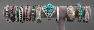 Native American Silver Cuff Bracelets, 12