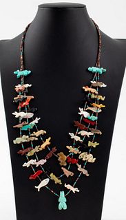 Zuni Native American Fetish Multi-Strand Necklace