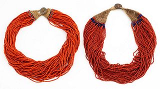 Indian Naga Multi-Strand Coral Beaded Necklaces, 2