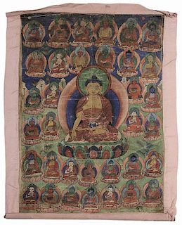 Buddhist Thangka Depicting a Buddha